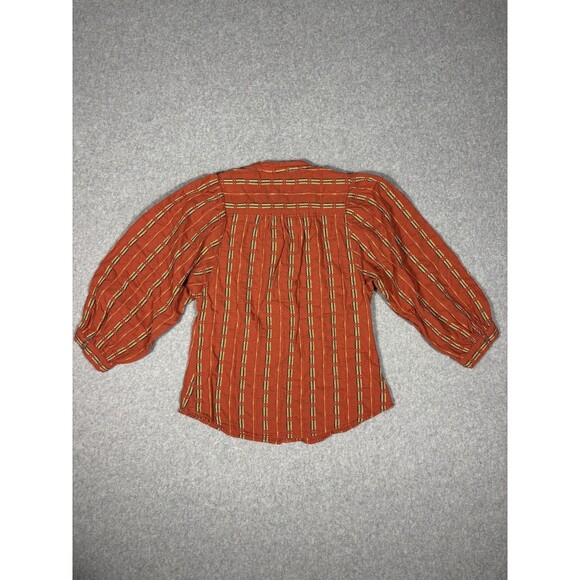 Anthropologie Pilcro Orange Indi Embroidered Button Down Blouse Size M - Picture 8 of 9